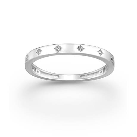 Sterling Silver CZ Dainty Twinkle Star Band Ring - Ag Sterling