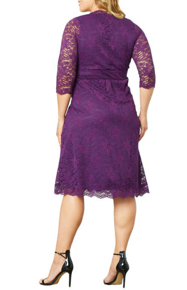 Kiyonna Scalloped Boudoir Lace Cocktail Dress (Plus Size)