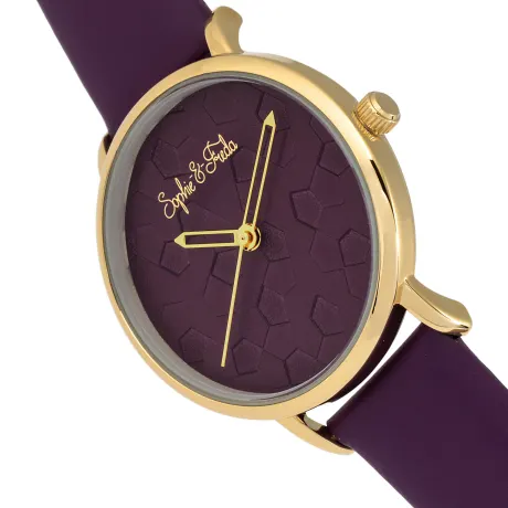 Sophie and Freda - Breckenridge Leather-Band Watch - Gold/Purple