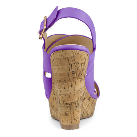 Allegra K- Wood Strappy Platform Wedge Sandals