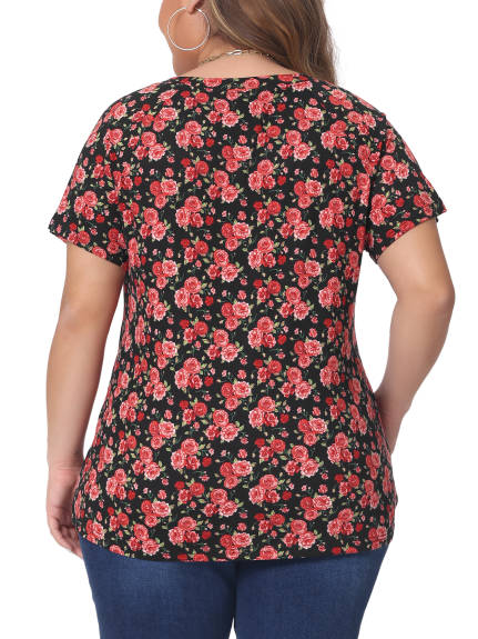 Agnes Orinda - T-shirt d'été floral décontracté à col rond