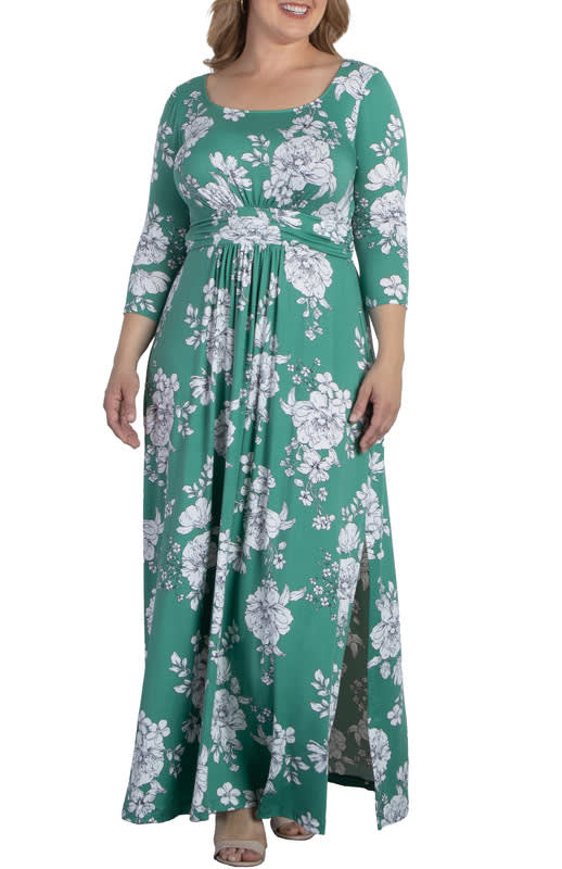 Kiyonna Maya Long Sleeve Scoop Neck Maxi Dress (Plus Size)