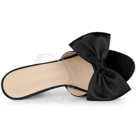 Allegra K- Clear Strap Bow Stiletto Heel Sandals