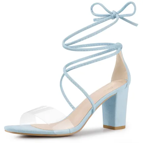 Allegra K - Lace Up Clear Strap Summer Fashion Sandals