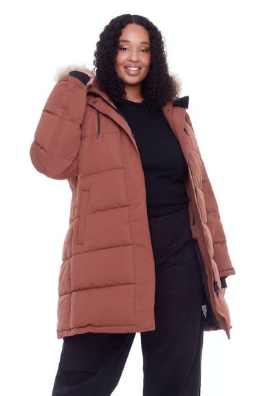 Alpine North - AULAVIK PLUS | Parka Mi-Long à Capuche et Duvet Vegan Recyclé pour Femme taille large