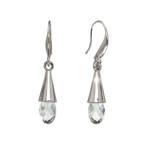 Boucles d'oreilles Drop Briolette en cristal clair en argent, fabriquées avec des cristaux autrichiens de quali