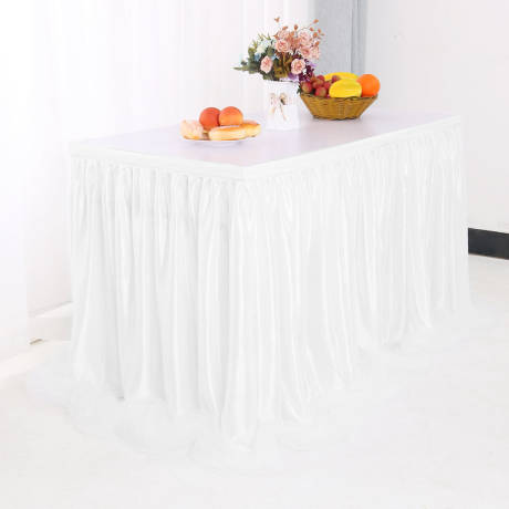 PiccoCasa- jupe de Table en Tulle décoré Rectangle 30"x108"