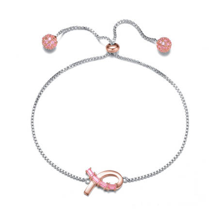 Rachel Glauber Two Tone Ribbon Charm Adjustable Bracelet