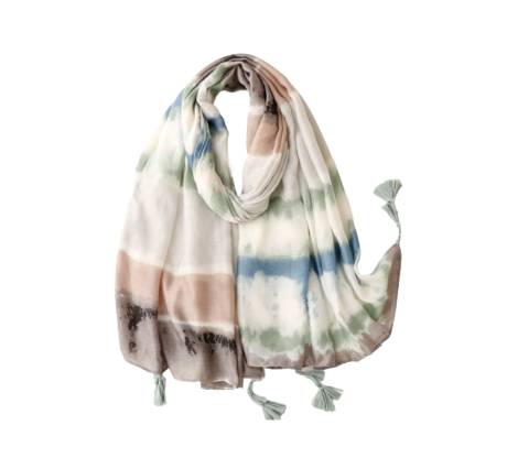Muted tie dye scarf with tassels - Don't AsK
