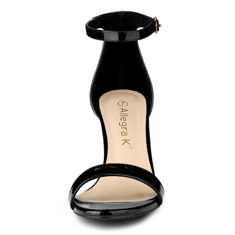 Allegra K- Ankle Strap Open Toe Stiletto Heels Black Sandals