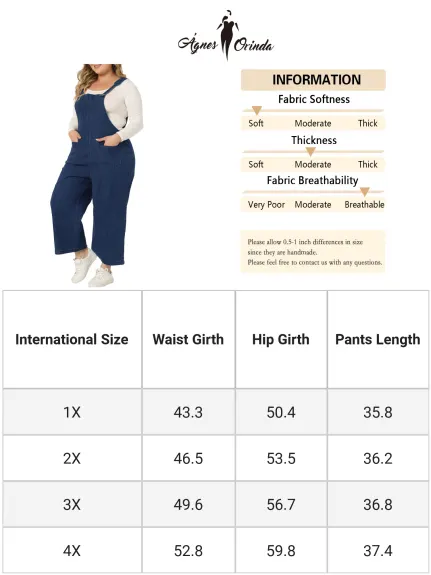 Agnes Orinda - Denim Bib Overall Classic Pockets Jumpsuit Jeans