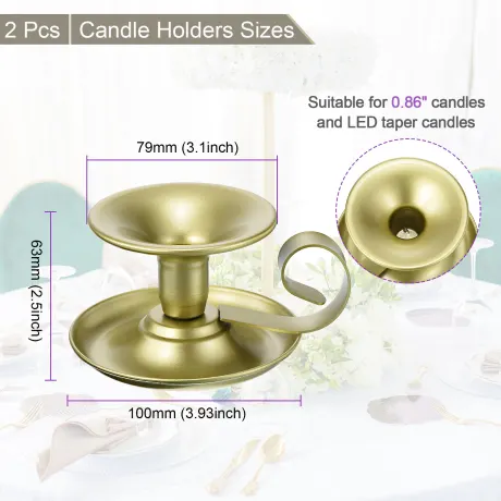 Cheibear- Vintage Style Iron Taper Candle Holder 2pcs