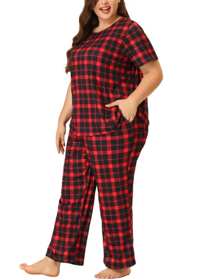 Agnes Orinda - Top Pants Plaid Sleepwear Set