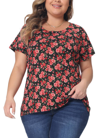 Agnes Orinda - Round Neck Casual Floral Summer T-Shirt