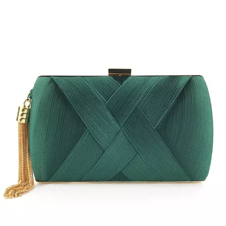 Goldtone Classic Crossover Clutch in Emerald - Don't AsK