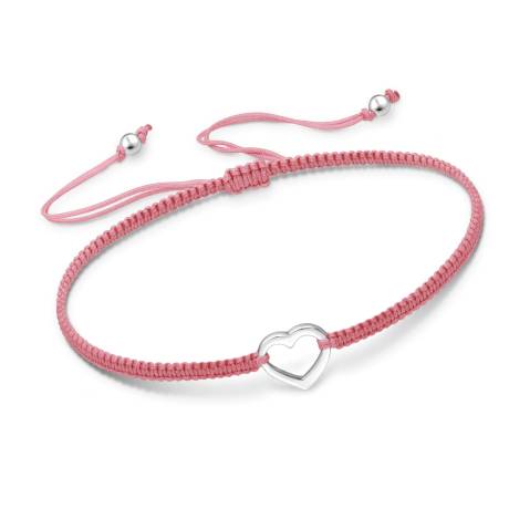 Pink Adjustable Bracelet with Sterling Silver Heart by Ag Sterling