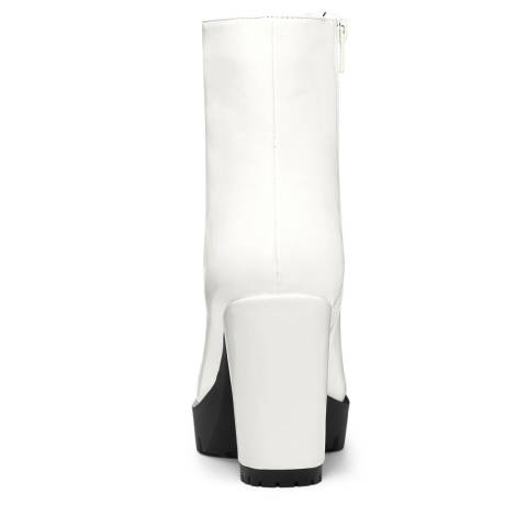 Allegra K- Platform Front Zip Chunky Heel Ankle Boots