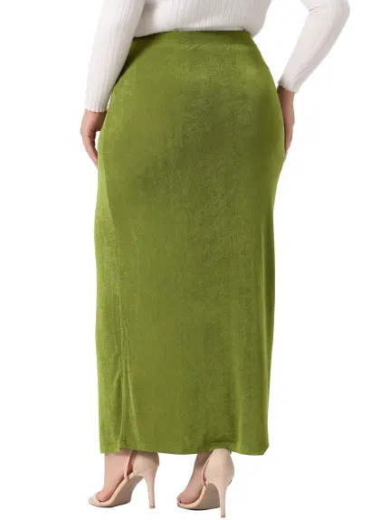 Agnes Orinda - High Waist Elegant Stretch Bodycon Maxi Skirt
