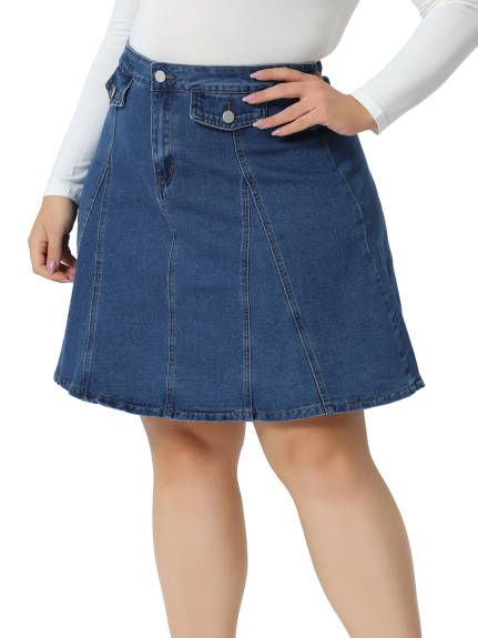 Agnes Orinda - Casual Faux Pockets Mini A-line Denim Skirts