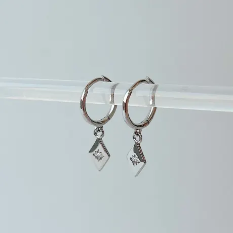 Horace Jewelry - Hoop earrings with diamond shape and small zirconia charm Loza