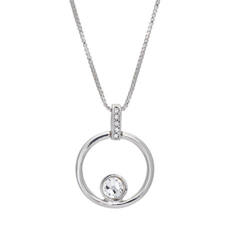 Clear Crystal Open Circle Pendant Necklace made with Quality Austrian Crystals - MICALLA