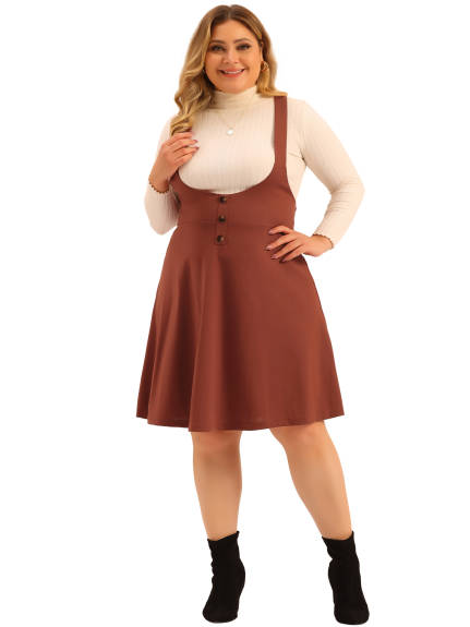 Agnes Orinda - A-Line Basic High Waist Overall Suspender Skirts
