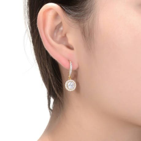 Genevive Boucles d'oreilles pendantes en argent sterling avec zircones cubiques colorées