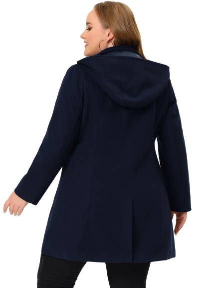 Agnes Orinda - Elegant Detachable Hooded Winter Overcoat