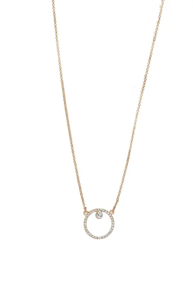 Goldtone Crystal Open Circle Pendant Necklace made with Quality Austrian Crystals - MICALLA