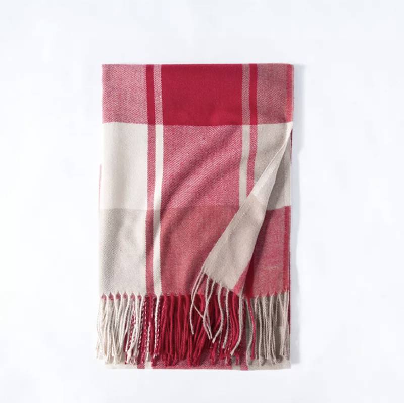 Cosy Plaid winter scarf in red tones- Don't AsK