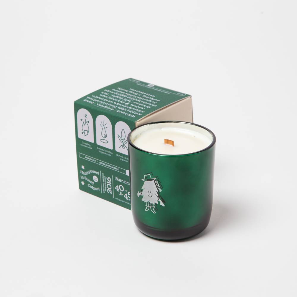 Milk Jar Doug Candle Evergreen, Bourbon & Musk 8oz Penningtons