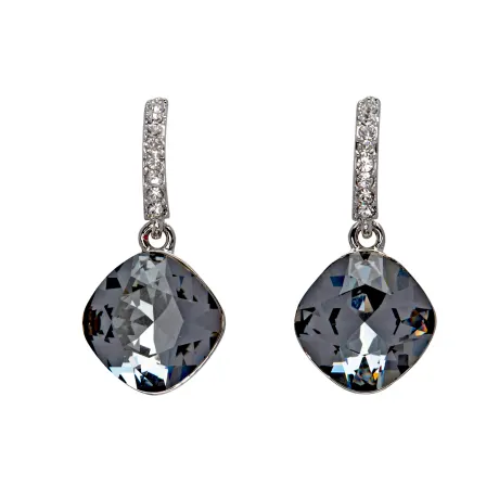 Silvernight Cushion Drop Pave Earrings made with Quality Austrian Crystals - MICALLA
