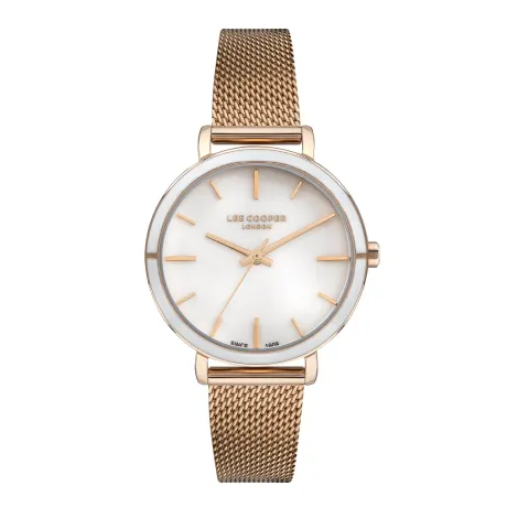 LEE COOPER-Women's Rose Gold 34mm  watch w/White Dial