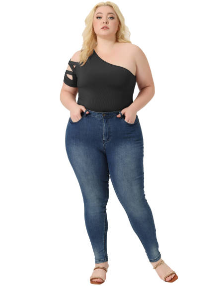 Agnes Orinda - Sexy Summer One Shoulder Cutout Romper Bodysuits