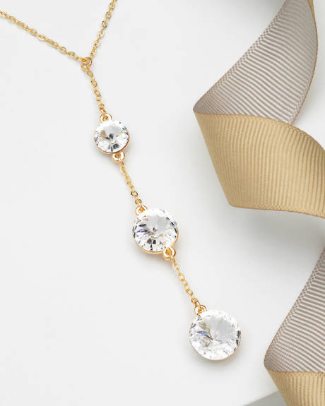 Rose Goldtone Clear Crystal Graduated Necklace made with Quality Austrian Crystals - MICALLA