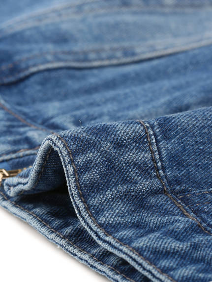 Agnes Orinda - Veste en jean avec poches zippées et sans manches