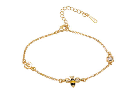 Goldtone "Bee kind" honeycomb charm bracelet - callura
