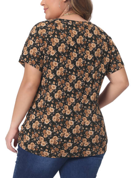 Agnes Orinda - T-shirt d'été floral décontracté à col rond