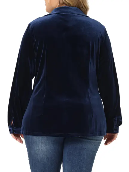 Agnes Orinda - Fashion Lapel Long Sleeve Velvet Shirt