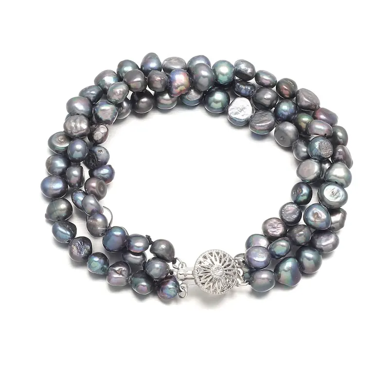 Black Freshwater Pearl Triple Strand Bracelet Signature Pearls Penningtons