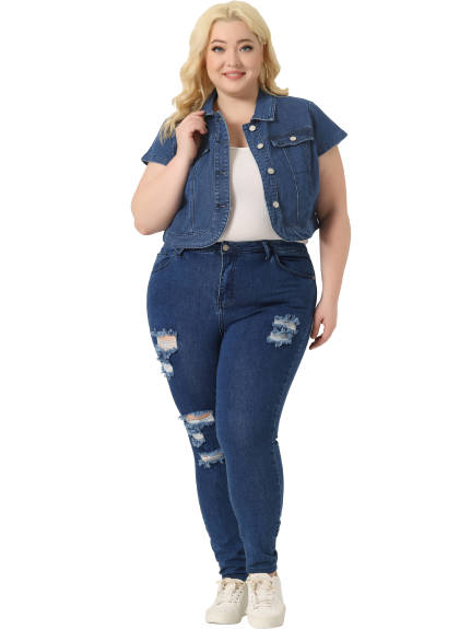 Agnes Orinda - Vestes en jean courtes streetwear à manches courtes