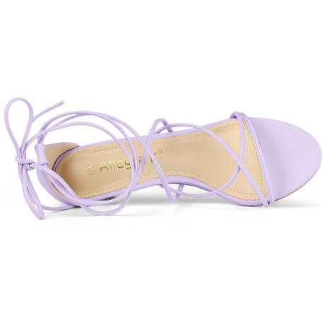 Allegra K- Strappy Kitten Heel Lace Up Sandals