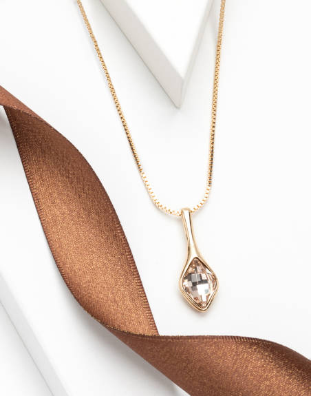 Goldtone Crystal Marquis Pendant Necklace in golden shadow - callura