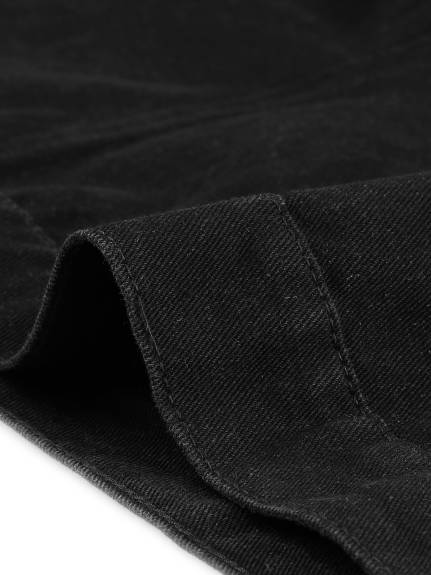 Agnes Orinda - Casual Drawstring Hood Button Denim Jacket