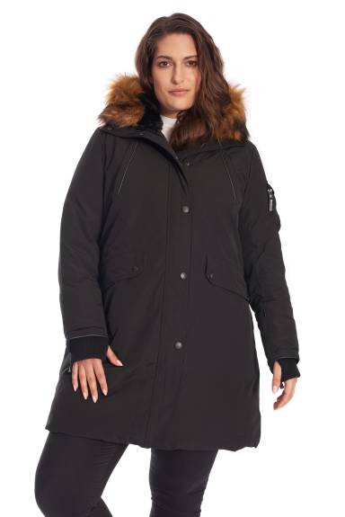 Alpine North Women's Plus Size - LAURENTIAN PLUS | Vegan Down Recycled Long Parka Winter with Faux Fur Hood