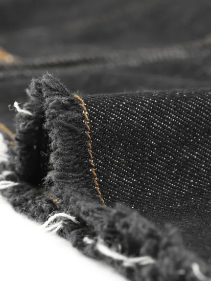 Agnes Orinda - Fall Washed Distressed Cropped Denim Jacket