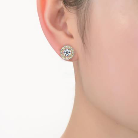 Rachel Glauber Elegant Halo Stud Earrings with Colored Round Cubic Zirconia