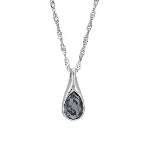 Silvertone Silvernight Crystal Teardrop Pendant Necklace made with Quality Austrian Crystals - MICALLA