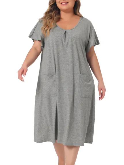 Agnes Orinda - Short Sleeve Nightgown with Pockets