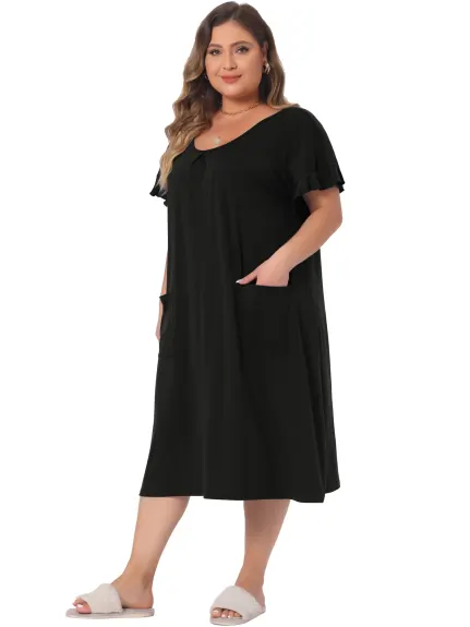 Agnes Orinda - Short Sleeve Nightgown with Pockets